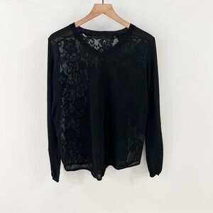Fate Long Sleeve Lace Back Sweater Black Size Small